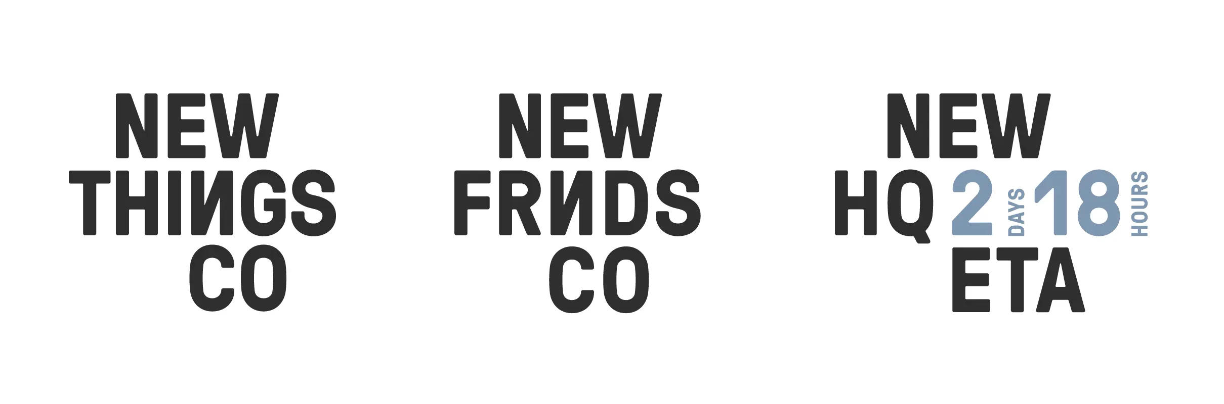 New Things Co logo concept showing the mark in various applications