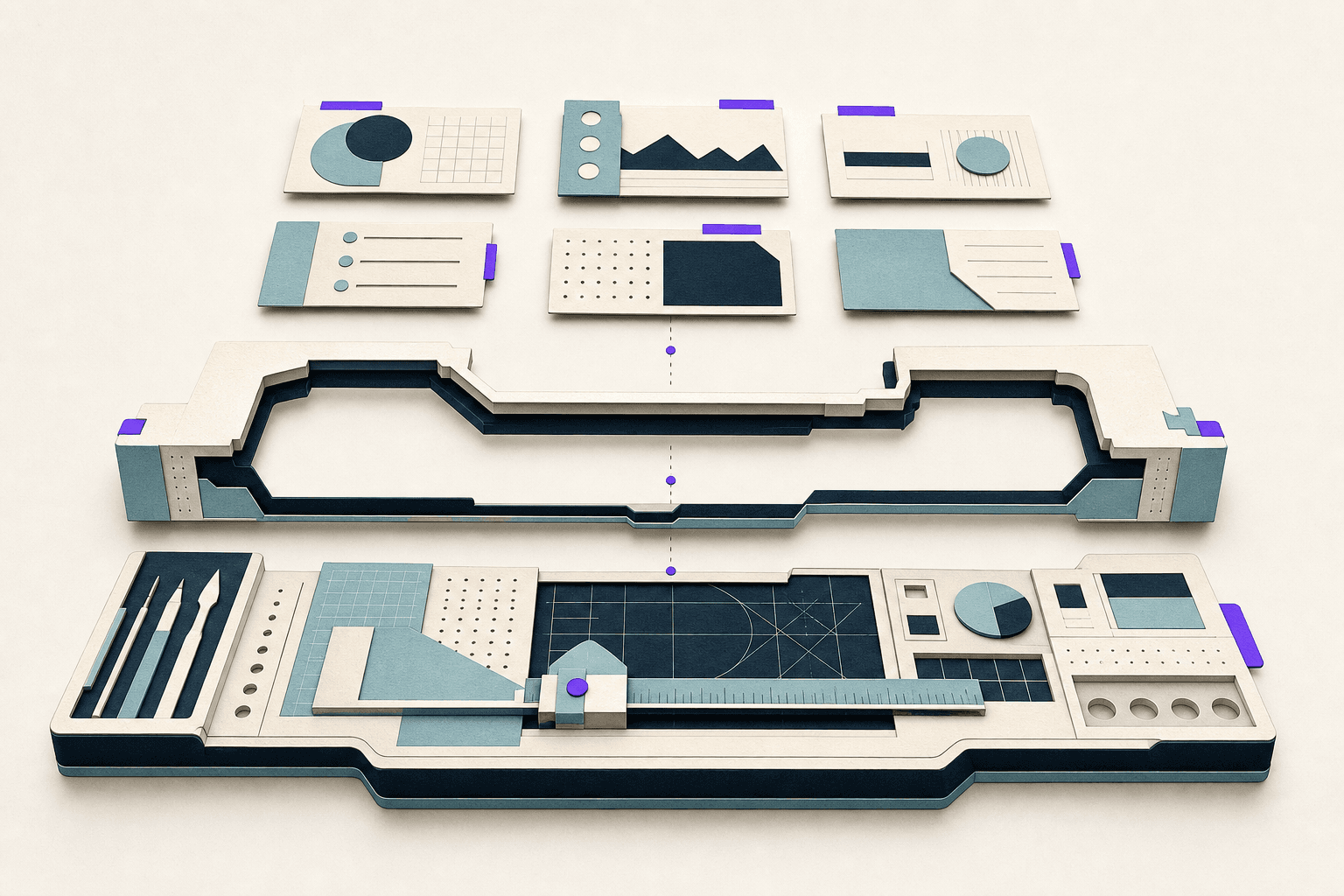 Three-layer diagram: tools workspace, harness boundaries, skills playbooks