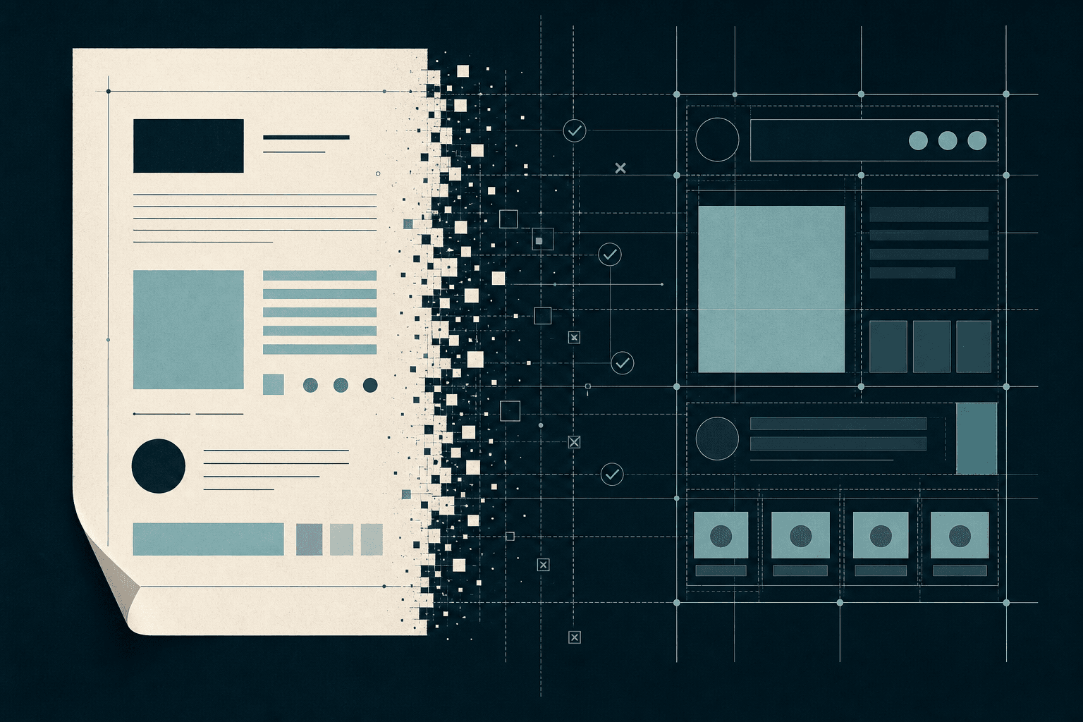 Split panel: documentation explains, contracts constrain with v1 and v2 layers