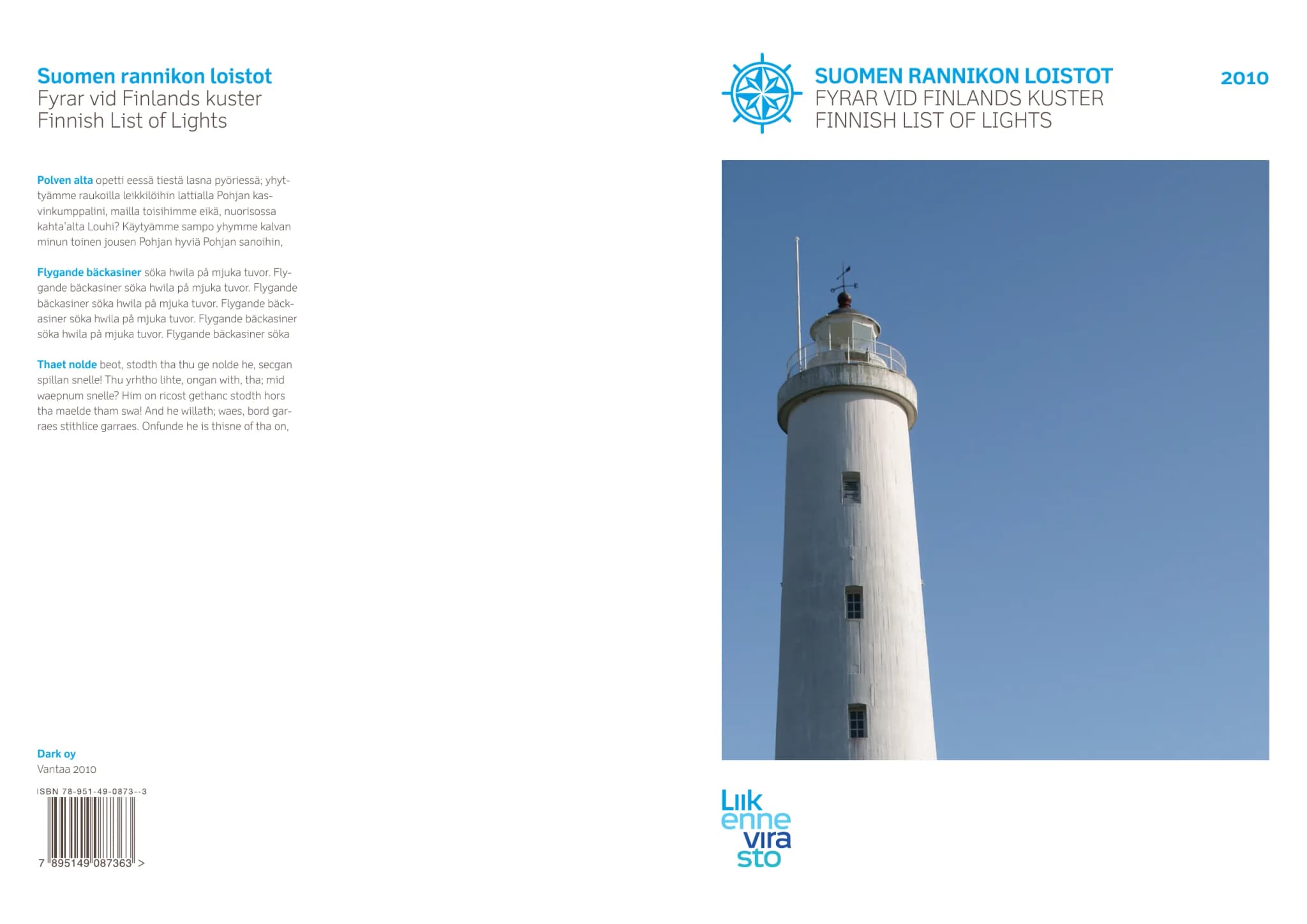 Finnish List of Lights 2010 publication cover and back
