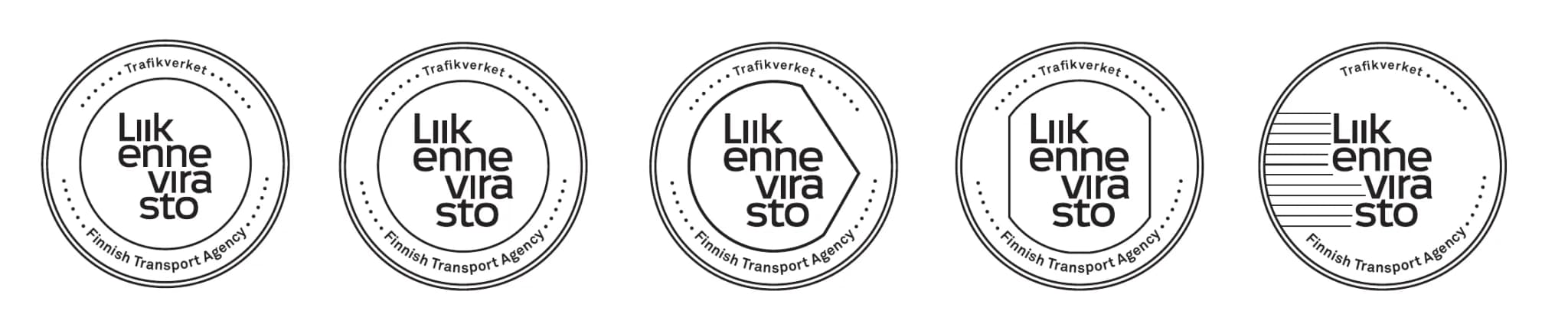 Five circular stamp logo variations for official documents