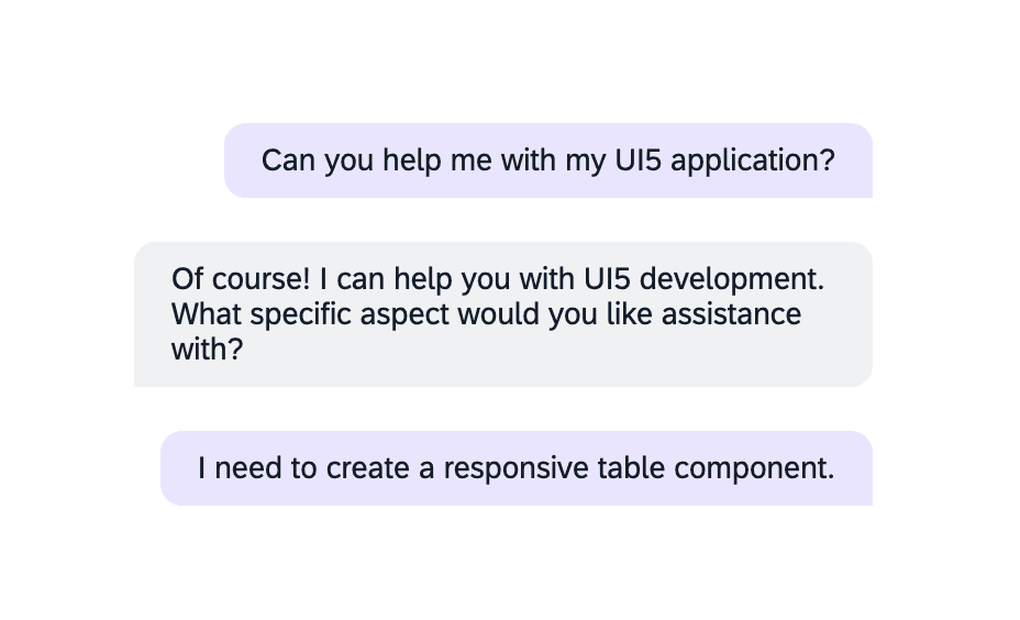 Chat bubble component for conversational AI interfaces