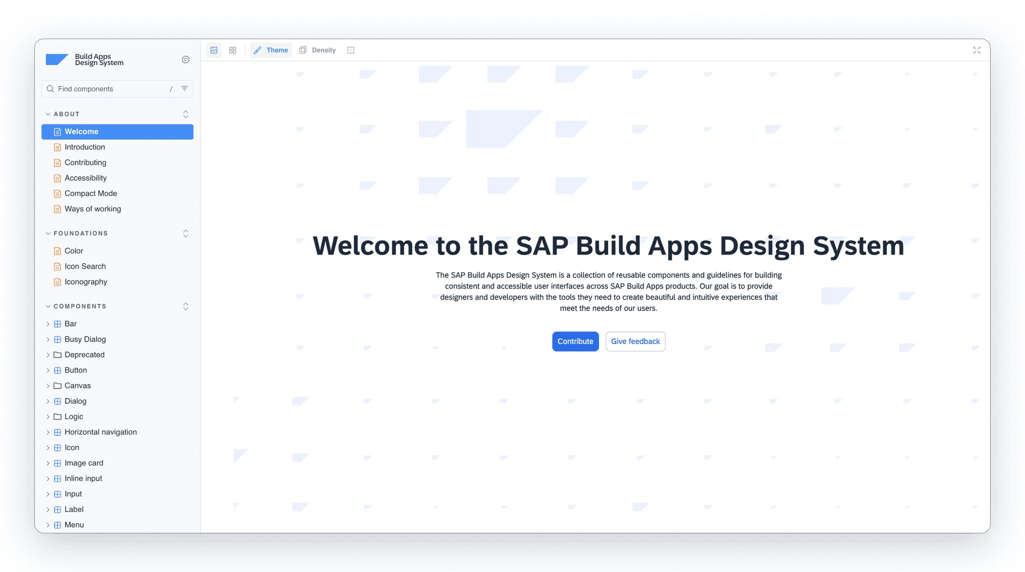 SAP Build Apps design system component library overview