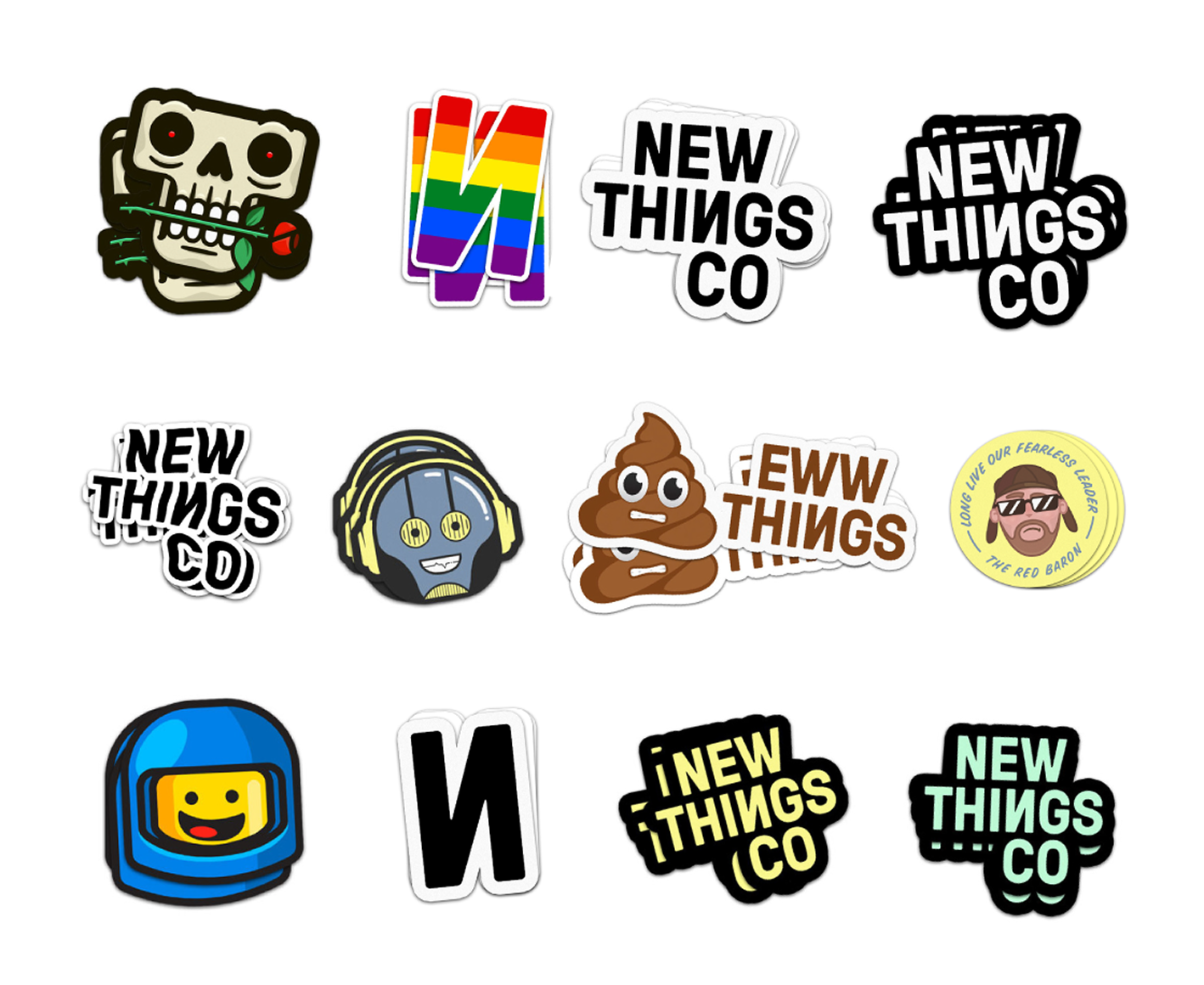 Grid of sticker illustrations