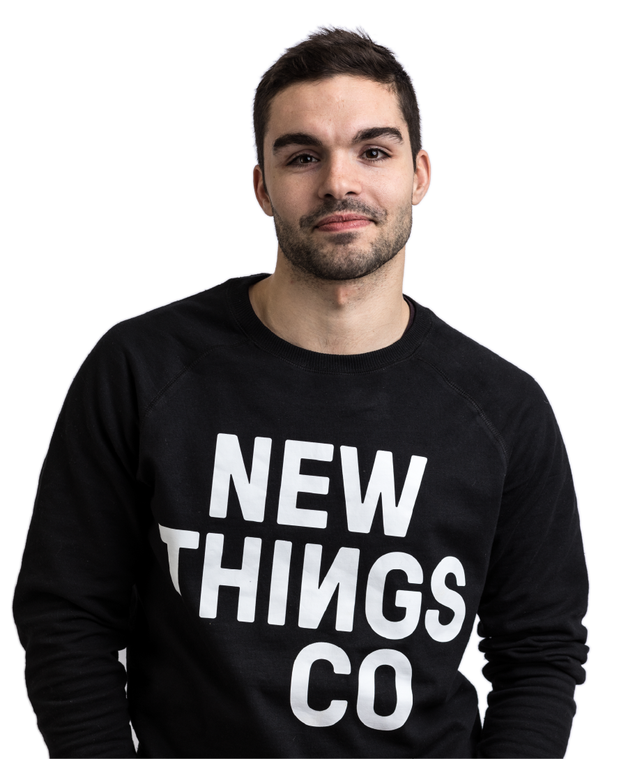 New Things Co branded sweatshirt